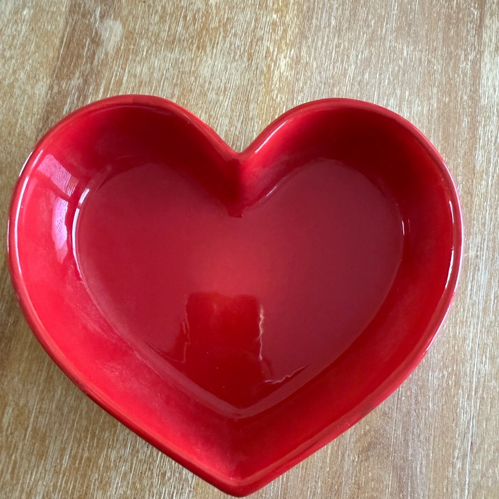 Heart-Shaped Red Ceramic Bowl
